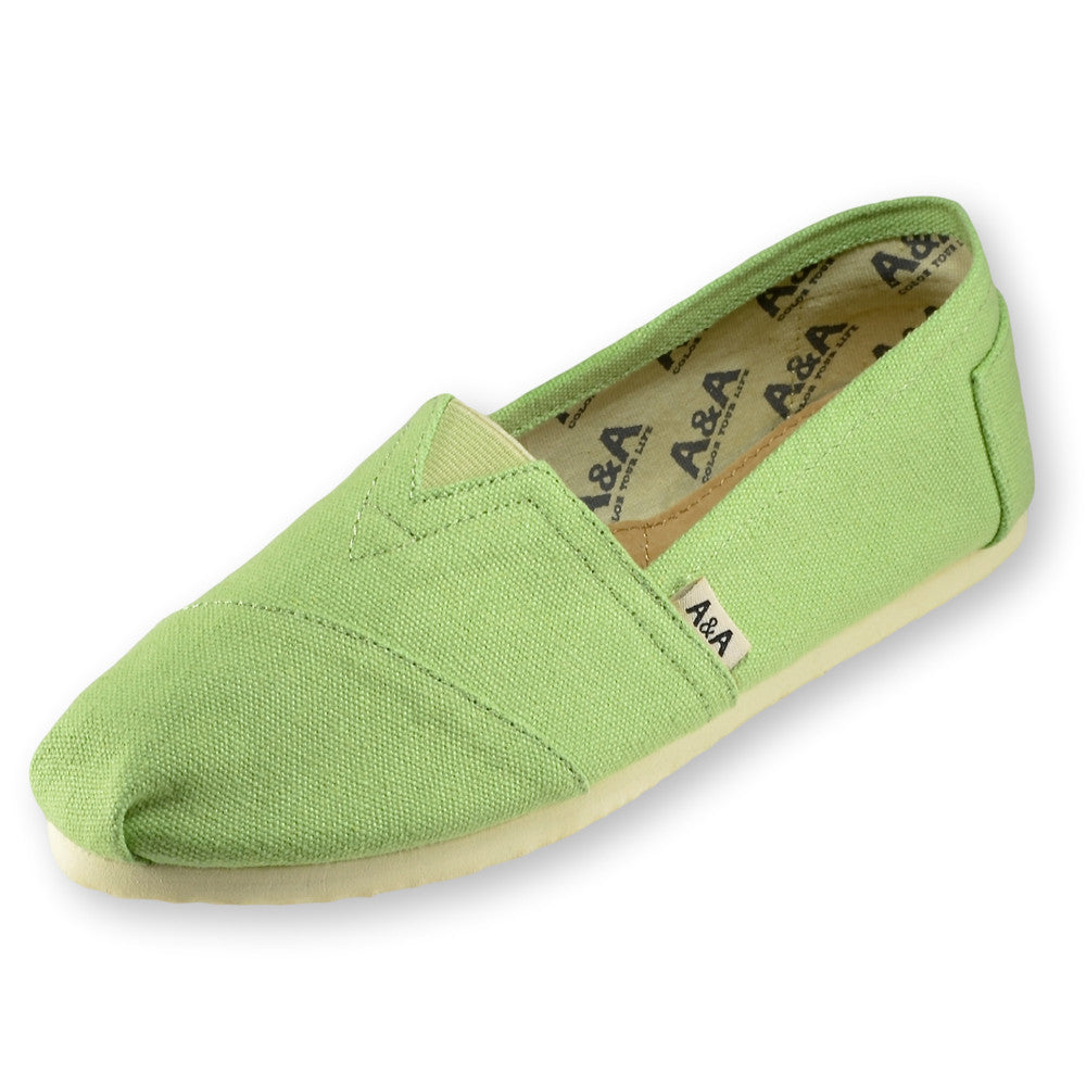 Green Canvas Slip On Shoes for Women - Au0026A Alpargatas | Au0026A Grower Supply