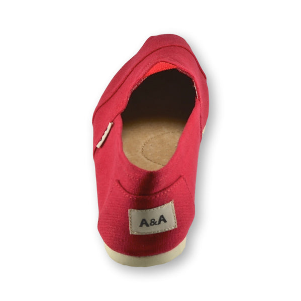 Red Classic Canvas Slip On Shoes for Women A A Grower Supply